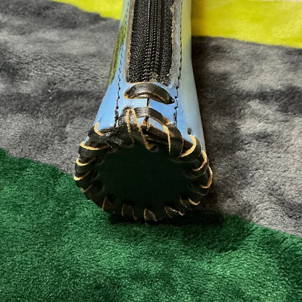 Leather Pencil Case with Lion Design